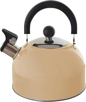 Lilys Home 2 Quart Stainless Steel Whistling Tea Kettle, the Perfect Stovetop Tea and Water Boilers for Your Home, Dorm, Condo or Apartment. Pastel Cream