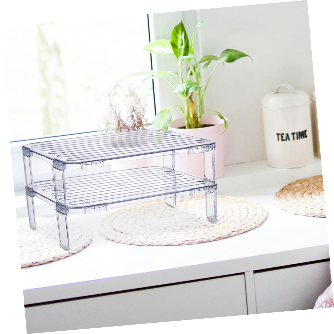Zerodeko Set de Étagères de Rangement Empilables Support Robuste pour Bols et Condiments Lot de 2 Cuisine en As pour Hôtels et Repas Hotpot