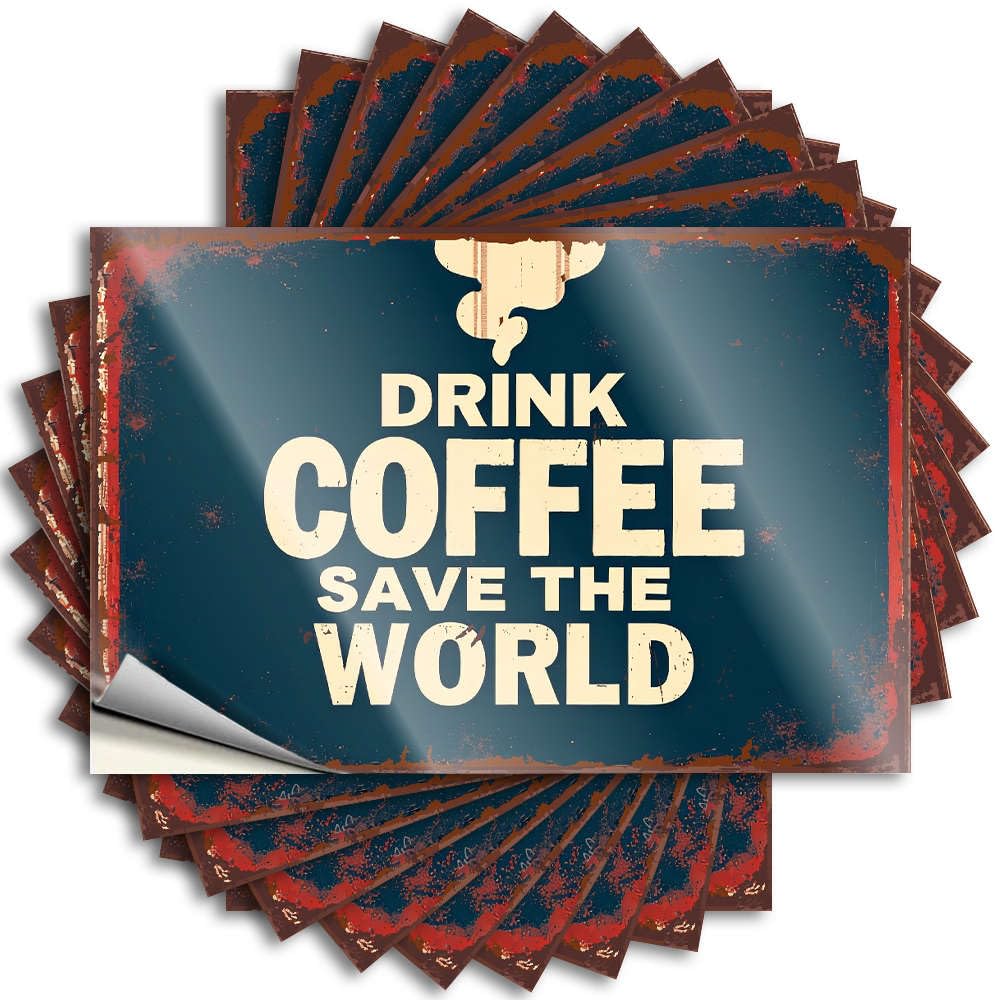 Funny Sticker Western Funny Office Decor Garage Drink Coffee Save The World - No Residue Decals for Sports(8X12CM)