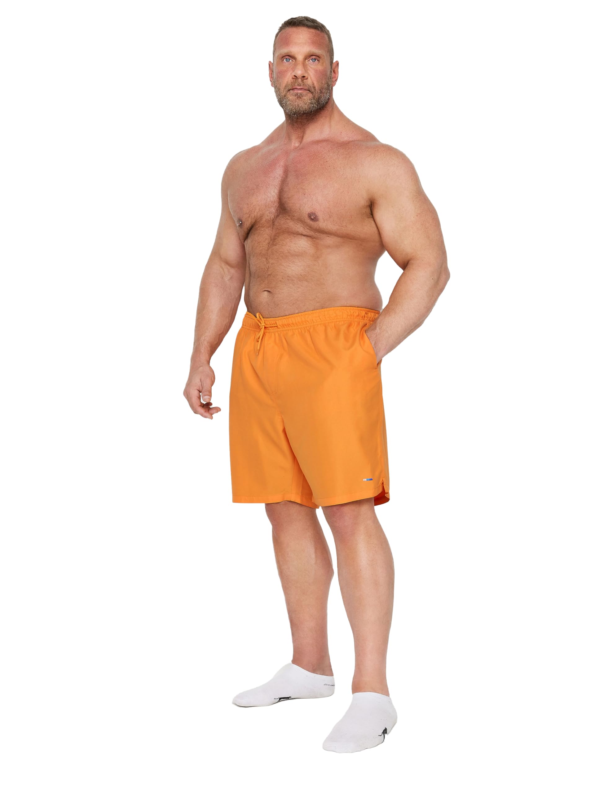 Badrhino Men's Orange Big & Tall Swim Shorts - Plus Curve 7XL-8Xl Plus