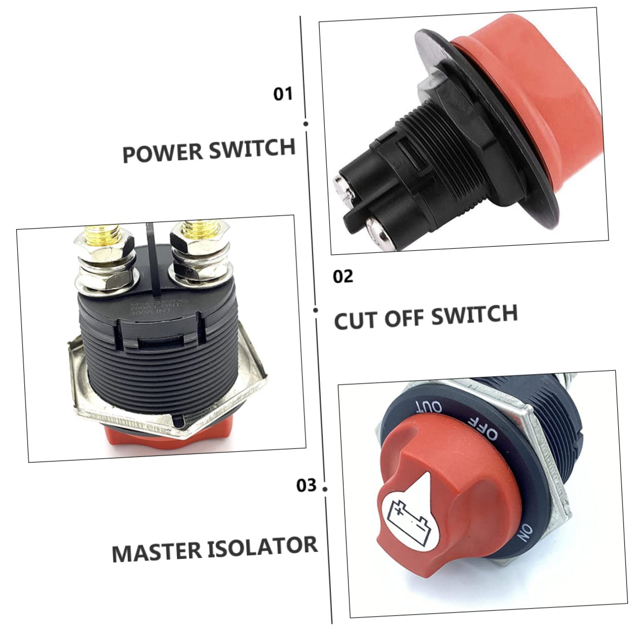 BUGUUYO Battery Isolation Switch 12v-24v Rv Car Boat Utv ATV Disconnect Switch Safe and Sturdy Material