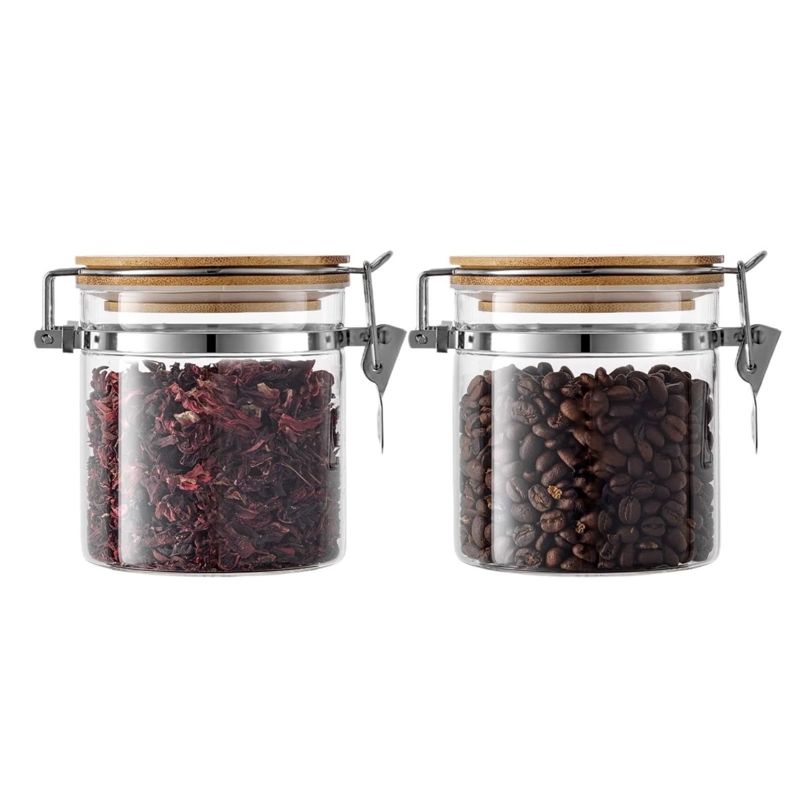 AMULONG Sweet Jars Apothecary 2 Pcs Glass Jars With Lids Clamp For Storage Lentils Dry Food Jars for Crafting(800ml)