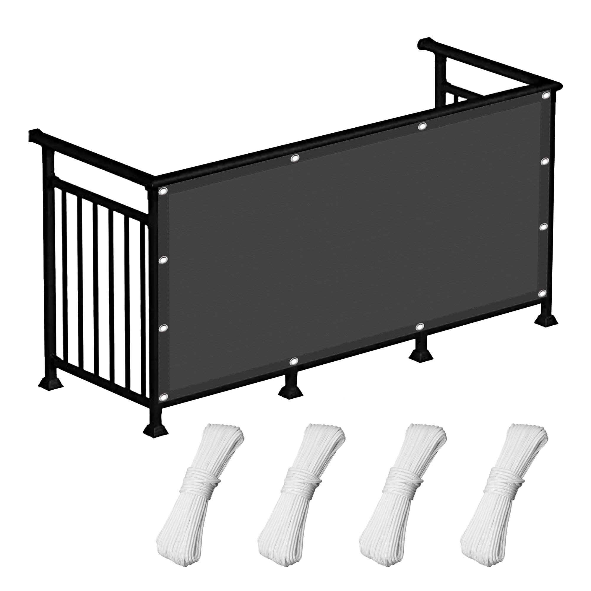 KLGFBDC Large Sun Shade Sail 270x520 cm UV Resistant PES Polyester Canopy Waterproof Wind Protection with Grommets & Ropes for Garden Balcony Dark Grey