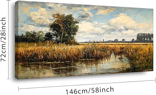 Miniatura 2 de LASMOND Hermoso lienzo de prado silvestre, arte de pared, pintura al óleo, impresión de reproducción vintage, campo de flores silvestres, paisaje,