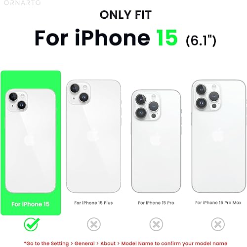 Miniatura 2 de ORNARTO Funda compatible con iPhone 15 6.1, silicona líquida delgada de 3 capas cubierta completa de goma de gel suave, funda protectora