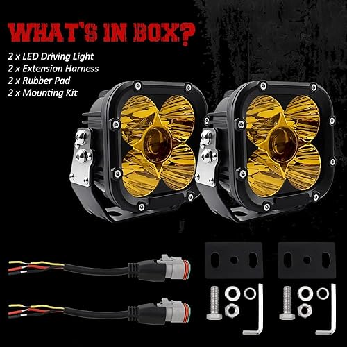 Miniatura 8 de Luces ámbar para todo terreno, luz LED de zanja de 4.6 pulgadas con luz de conducción ámbar DRL de 140 W con conector DT compatible con Jeep