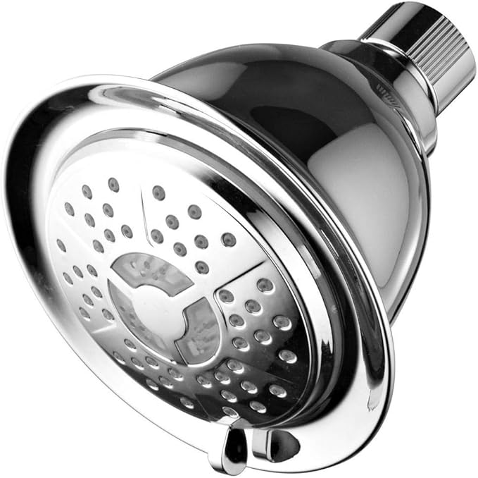 PowerSpa All Chrome 4Setting LED Shower Head with Air Jet LED Turbo