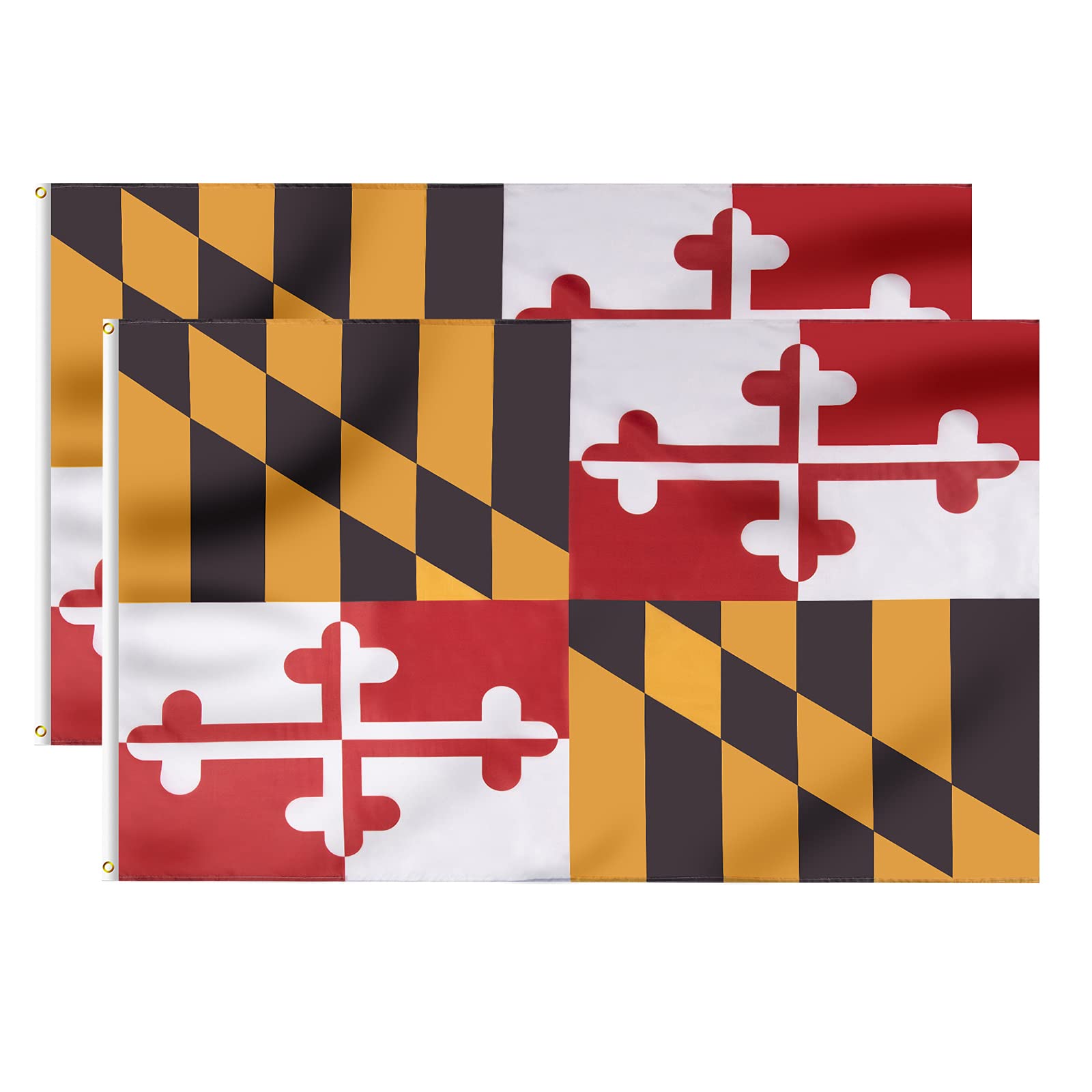 FLAGBURG 2 Pack Maryland State Flag 3x5 FT, MD Flags with Double Printed Vivid Color and Fade Proof, State of Maryland flag with Brass Grommets