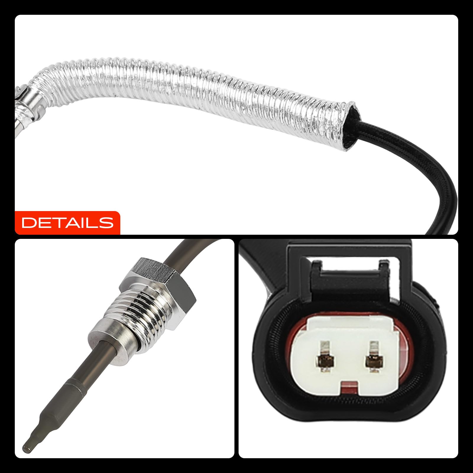 Frankberg Sensore temperatura gas di scarico Sensore gas di scarico 2-Poli Compatibile con B-Class W242 W246 Fortwo Coupé 451 CLA Shooting Brake X117 GLClasse A X156 Classe A W176 Replace# 0009051532