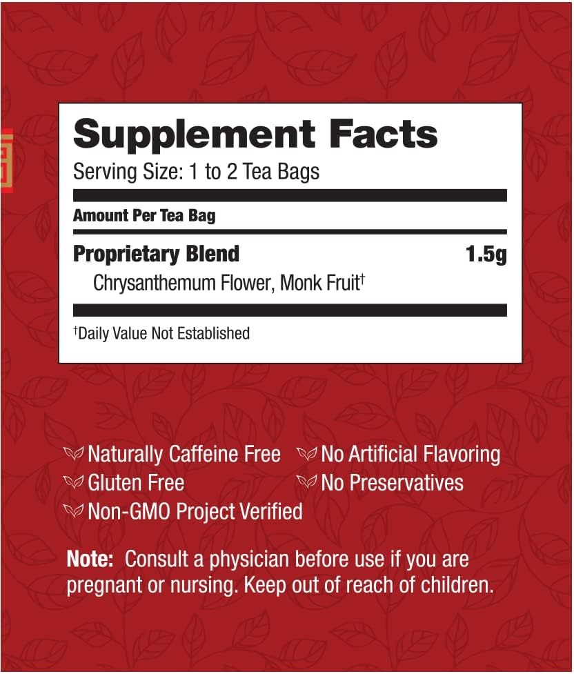 Bravo Tea Absolute Chysanthemum Herbal Tea Caffeine Free, 20 Tea Bags, 6 Count - Image 5