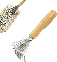 Nettoyant pour Peigne à Cheveux, Brosse Nettoyante pour Nettoyer Peignes, Outils de Nettoyage pour Peignes avec Manche en Bois pour nettoyer les brosses, peignes, tapis de bain, tapis