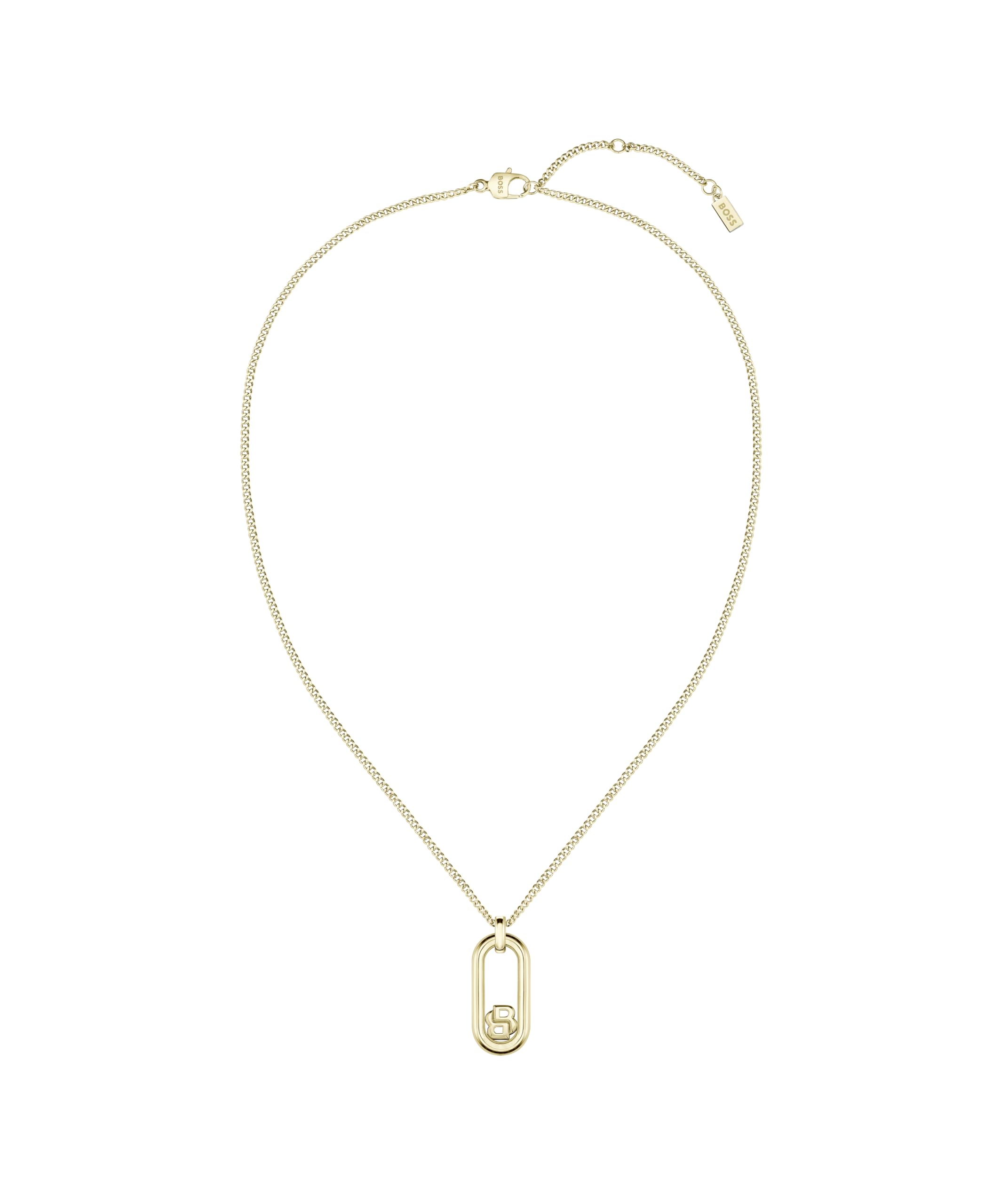 BOSS Ladies Double B Gold IP Swing Necklace, Gold, Women