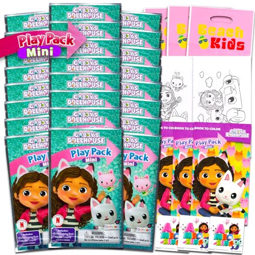 Gabby's Dollhouse Mini Party Favors Set for Kids - Bundle with 24 Mini Gabby's Dollhouse Grab n Go Play Packs with Coloring Pages, Stickers and More (Gabby's Dollhouse Birthday Party Supplies)