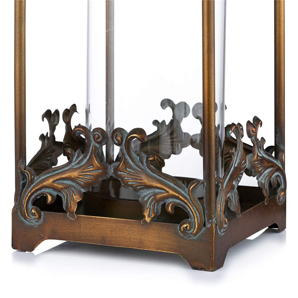 Sziqiqi Vintage Candle Lantern Decorative Hurricane Candle Holder for Pillar Candle Rustic Hanging Candleholder Set Wall Decoration Table Top Decor for Wedding, Party, Reception Centerpiece, Size L