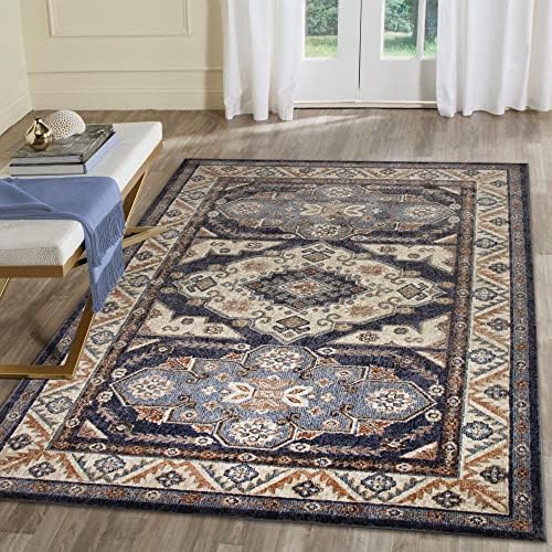 Liora Manne Ariana Indoor Power Loomed Polypropylene Non-Shed Area Rug - Traditional Home Oriental (Floral Medallion Blue) (8'10" x 11'9")