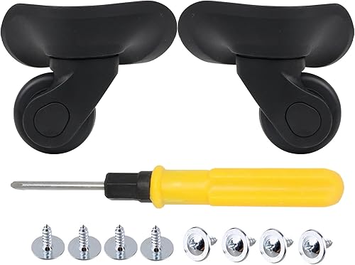 RDEXP Juego de 2 ruedas negras de 1.92 pulgadas de diámetro para equipaje izquierdo y derecho con tornillos, pieza de repuesto