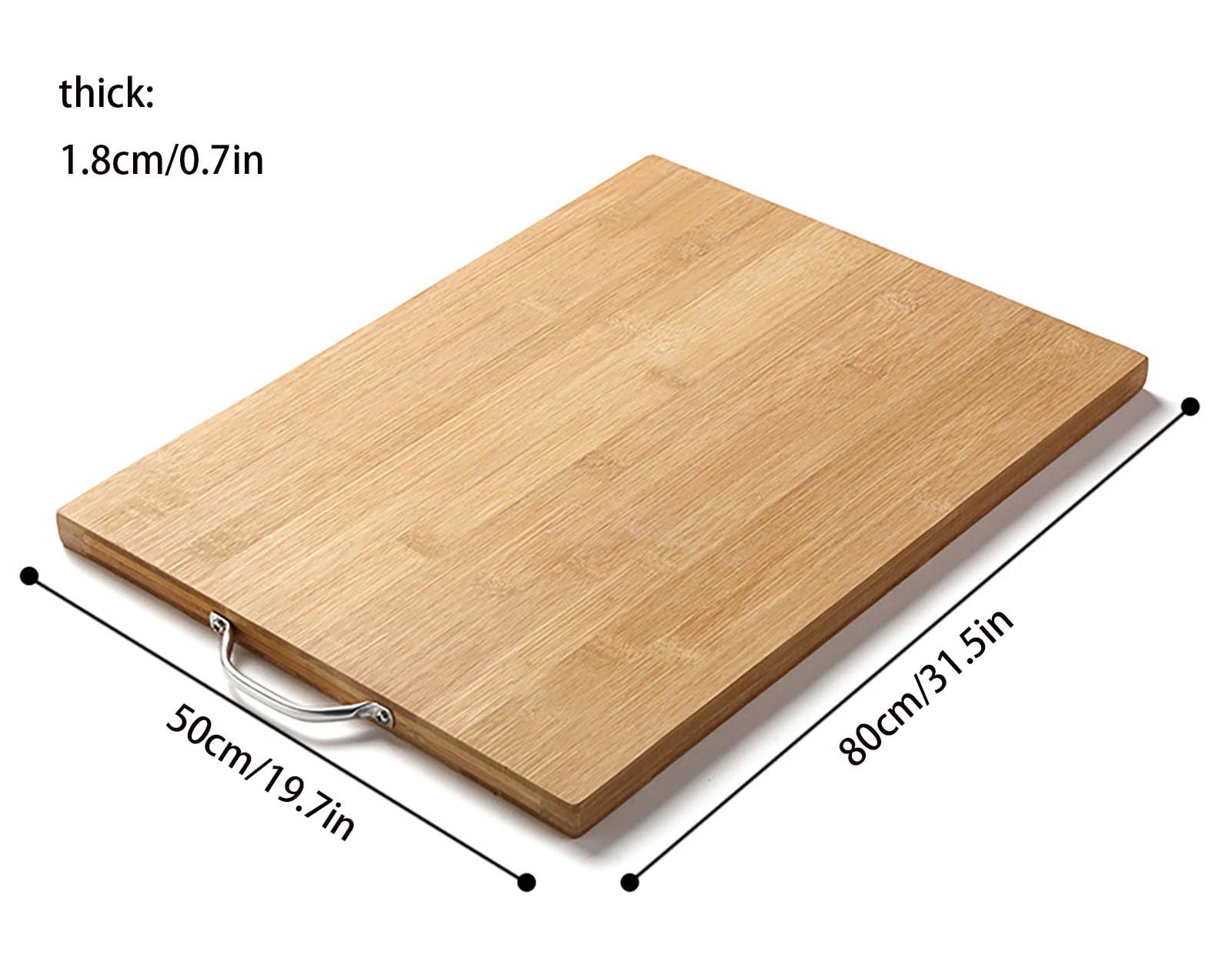 Tabla de cortar bambú grande con mango 1,8 cm grosor, tabla doble cara for carnes y frutas, fácil limpiar, 60, 80 cm/31,5 pulgadas(80cm/31.5in)