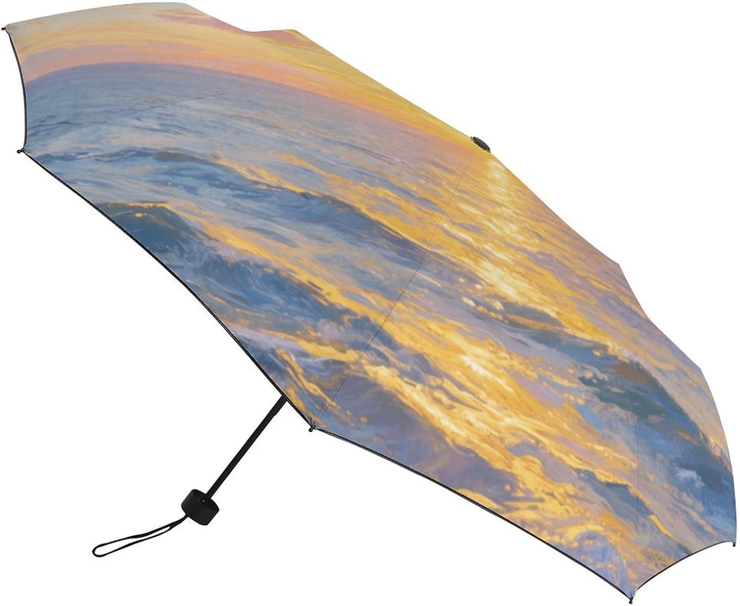Windproof Travel Umbrella Sunrise at Sea Folding Small Sun Umbrella Lightweight Small And Compact Suit for Pocket