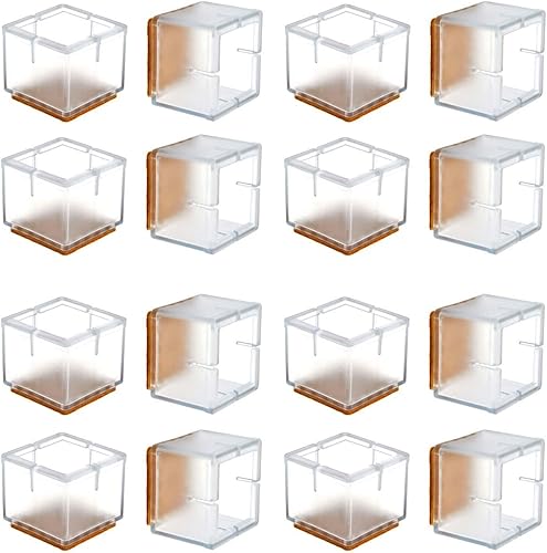 Miniatura 7 de tapas para patas de silla, 16 unidades, transparentes, de silicona, protectores para piso de madera, antiderrapantes, previene rayones, Silicona,