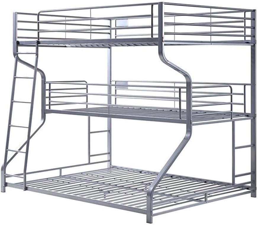 AcmeCaius II Metal Frame Triple Bunk Bed in Silver