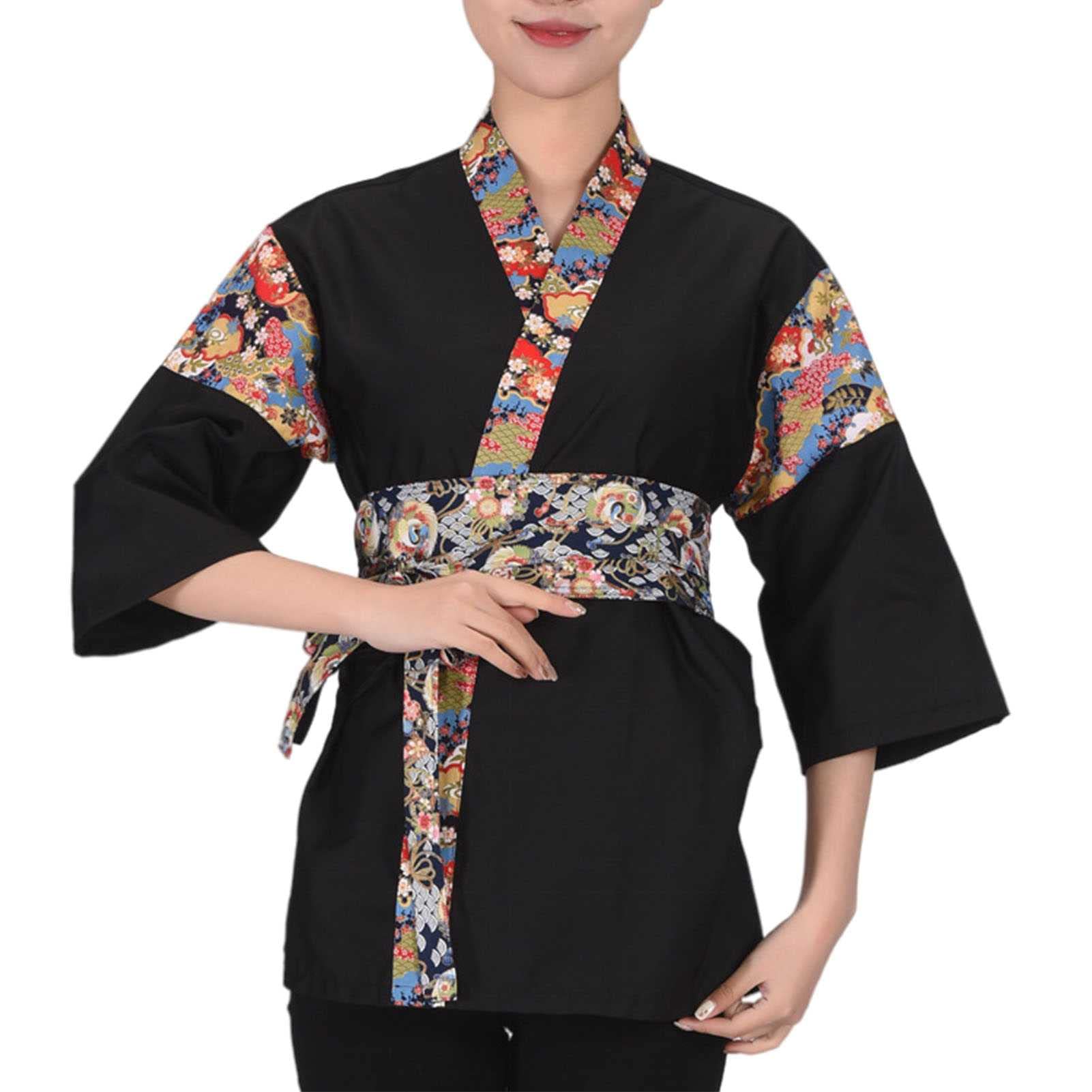 FAXIOAWA Hombres Mujeres Sushi Japonés Cocina Uniforme Transpirable Chef Chaqueta Izakaya Chef Camarero Ropa de Trabajo Abrigo