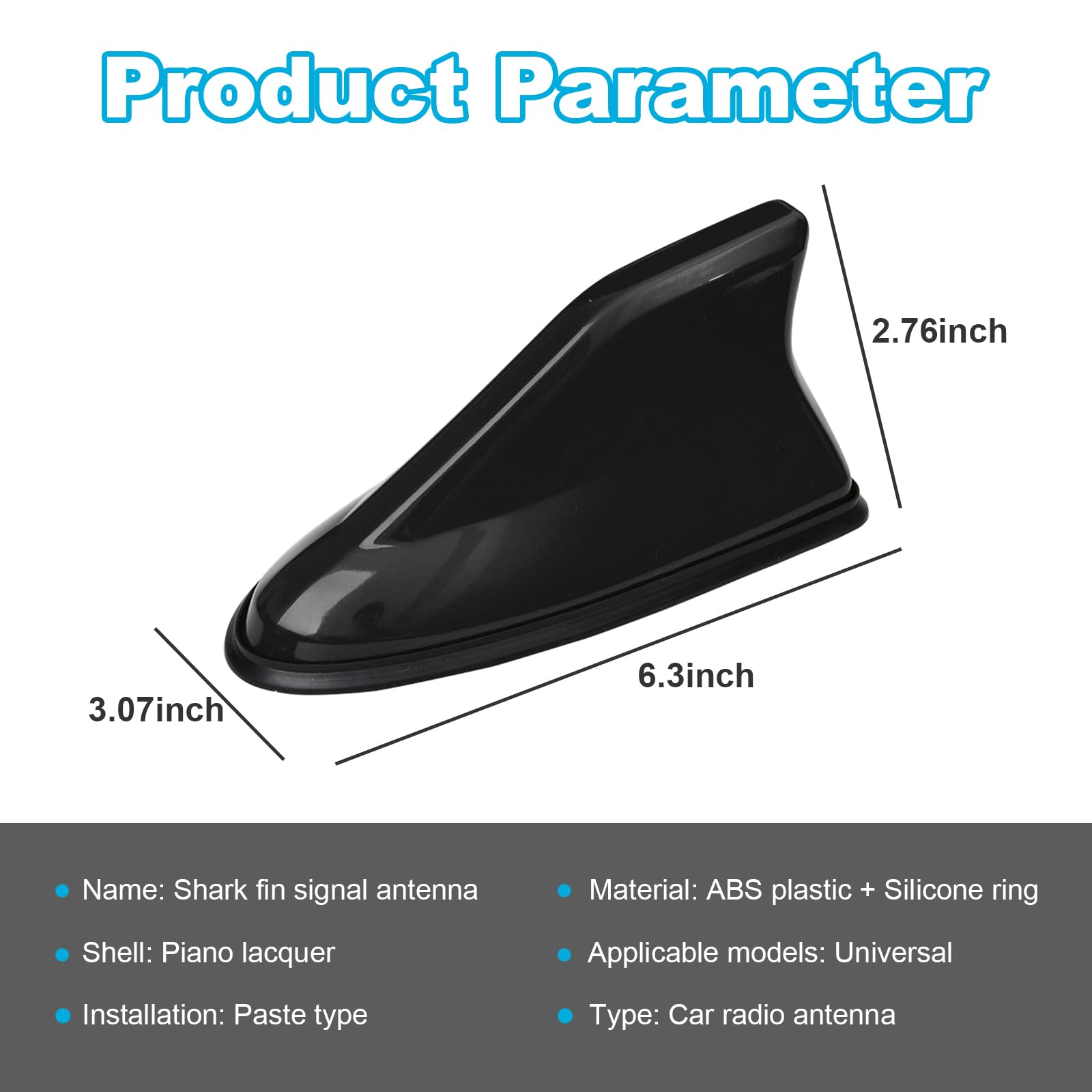 Augeny Car Shark Fin Antenna Cover, Super Functional Car AM/FM Radio Signal Roof Aerial Cover with Adhesive Tape Base, Vehicle Accessories Antenna Replacement for Car SUV Truck Van (Black)