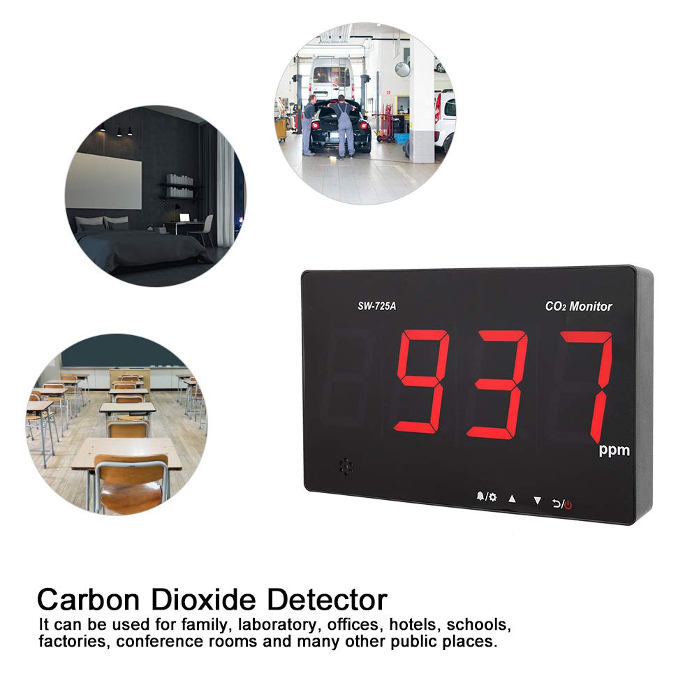 Kohlendioxid Detektor, Großer LCD Bildschirm, Wandmontierter Luftqualitätsmonitor mit 3,5 Mm Steckerloch, Hochpräziser CO2 Monitor für Familien, Labore, Büros, Hotels