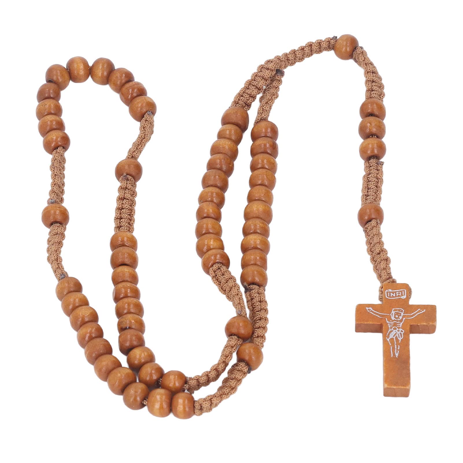 Chapelet Catholique VNOX Avec Croix Pendentif - Alliage Doré Et Noir - Longueur 44cm