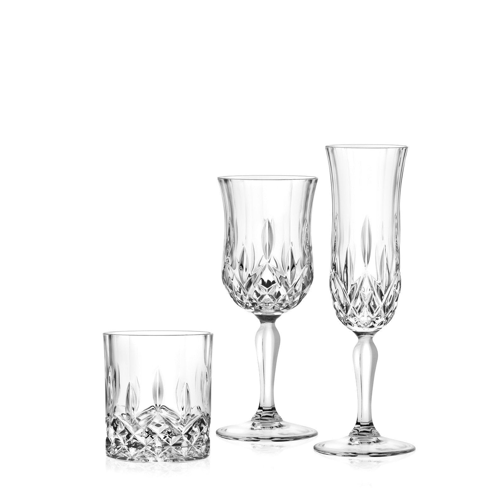 RCR Cristalleria Italiana Opera Servizio 18 Pezzi in Cristallo, 6 Calici Vino 23 cl, 6 Flute 13 cl, 6 Bicchieri Acqua 30 cl, Made in Italy