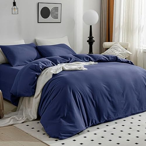 Miniatura 2 de JELLYMONI Funda nórdica de algodón lavado de color sólido con cremallera Clousure