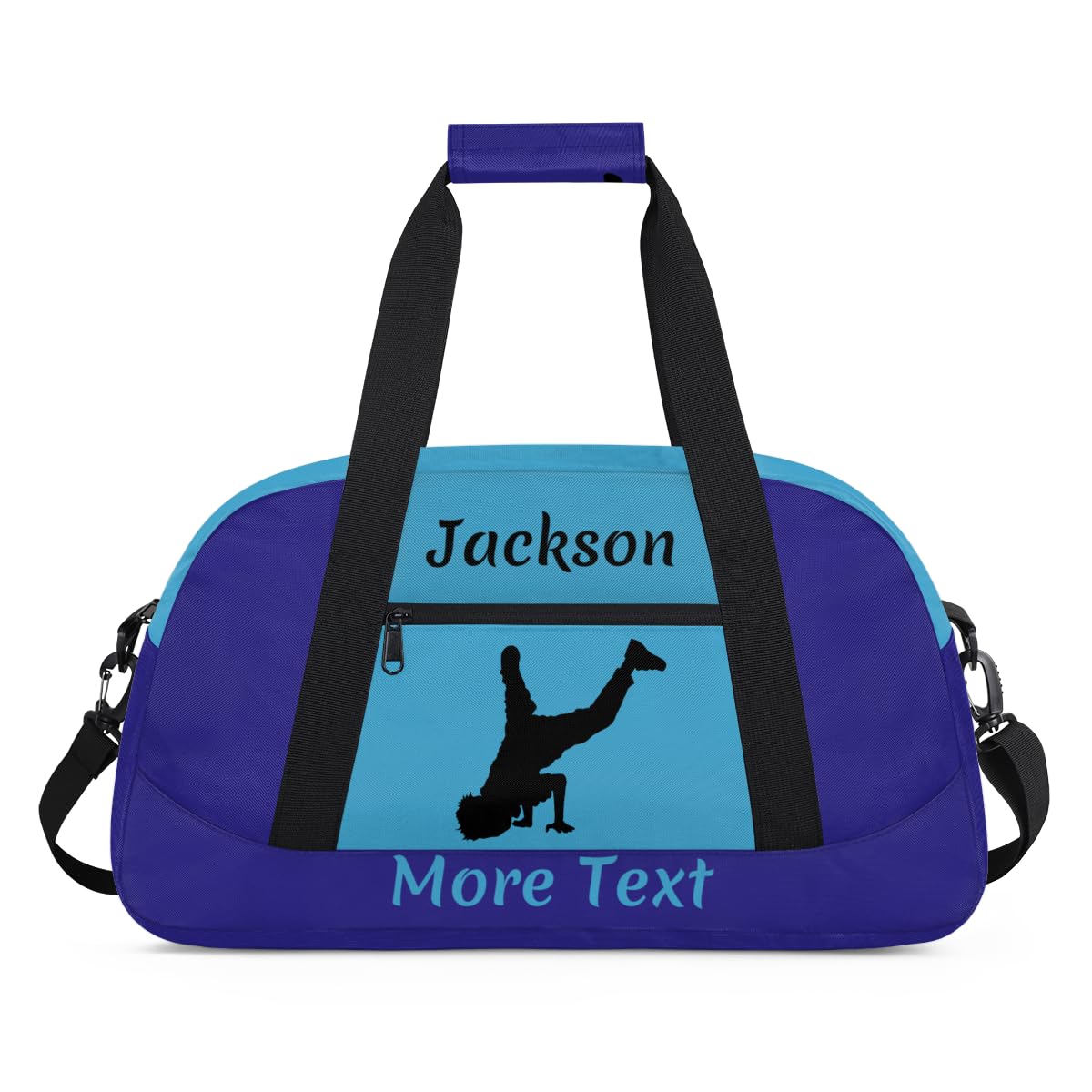 Custom Sport Duffel Bag for Boys, Personalized Kids Gym Bag, Overnight Weekender Bags for Teens, Travel Duffle Bag for Girls, Dark Blue Breakdance
