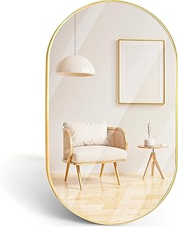 Comprar Espejo Ovalado con Marco de Metal - Espejo Baño Moderno - Espejo de Pared Decorativo para Entrada, Recibidor, Dormitorio o Pasillo - Espelho Casa de Banho (Dorado, 75 x 50 cm)