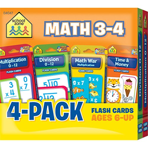 Snapklik.com : Math 3-4 4-Pack Flash Cards - Ages 6+, 3rd Grade, 4th ...