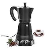 SHANGSKY Coffee Pot Electric Moka Pot 6 Cup, Espresso Coffee Maker Cafeteras Electricas Italian Coffee Maker Espresso Makers Portable Aluminum Electric Mocha Pot, Coffee Machine Moka Maker