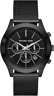 Men's Slim Runway Stainless Steel Quartz Watch, Black Mesh Chrono, One Size, MK9060 - Slim Runway Stainless Steel Mesh Watch