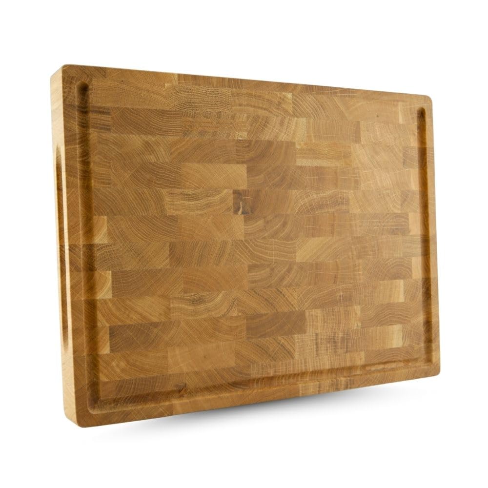 Waldmeister XXXL Schneidebrett aus Eiche | Tranchierbrett mit Saftrille | klingenschonendes Küchenbrett | 60 * 40 * 4 cm | Hochwertig und in Handarbeit gefertigt