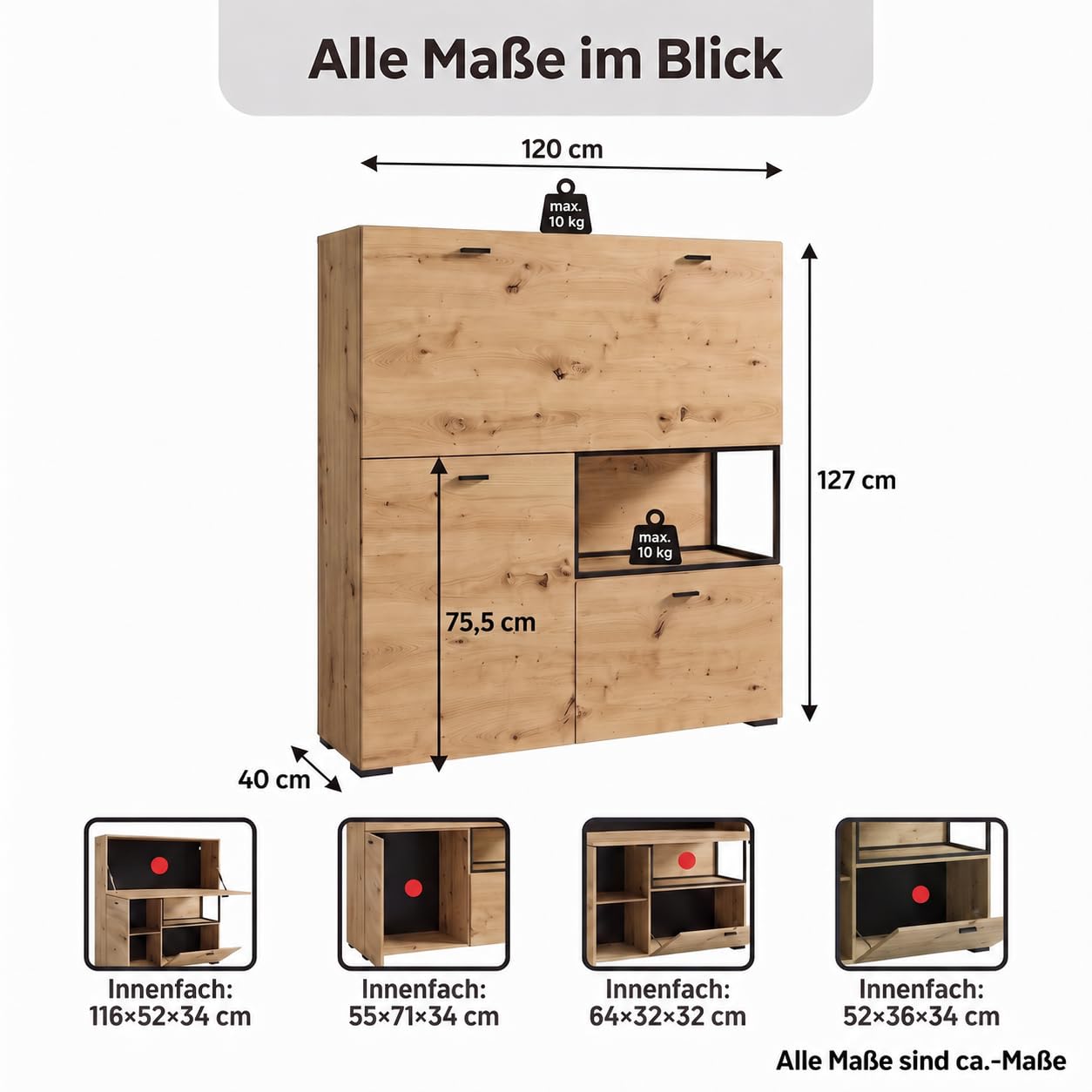 byLIVING Sekretär Frame, klappbarer Schreibtisch, Artisan Eiche-Optik