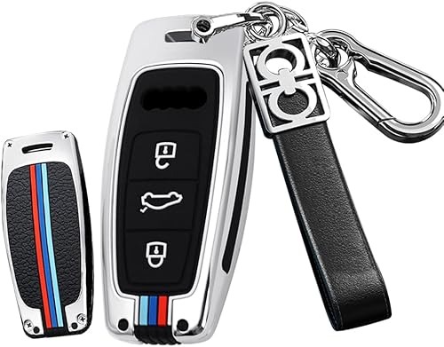 HIBEYO Funda de llavero para Audi A6 A8 Q7 S6 A7 S7 E-Tron RS6 RS7 Q8 SQ8 SQ7 Funda inteligente para Audi A6 Accesorios 3 botones aleación+TPU doble disponible en Yaxa Guatemala