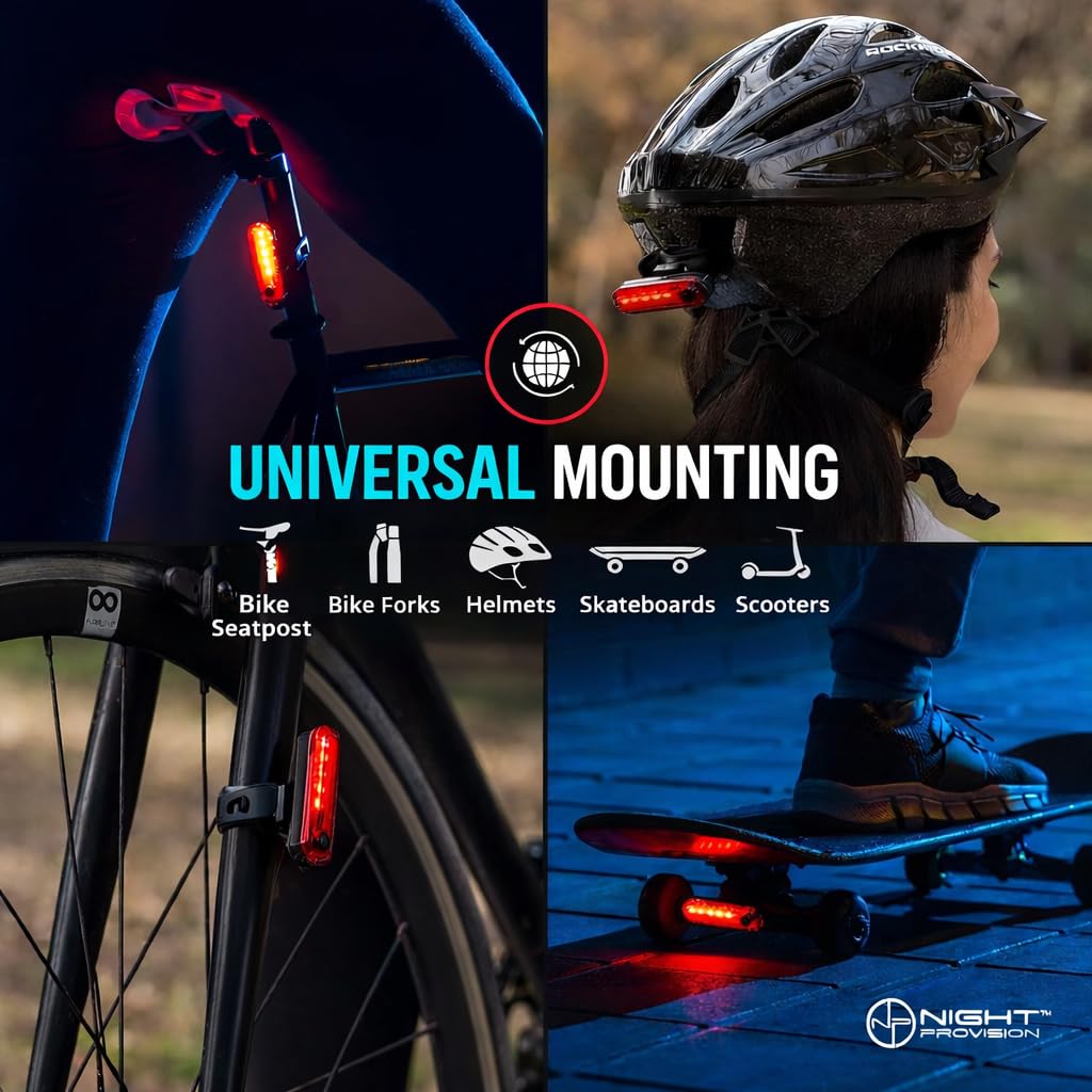 KIT-R1 Lot de 2 feux arrière de vélo LED rechargeables par USB 330 mAh 4 modes