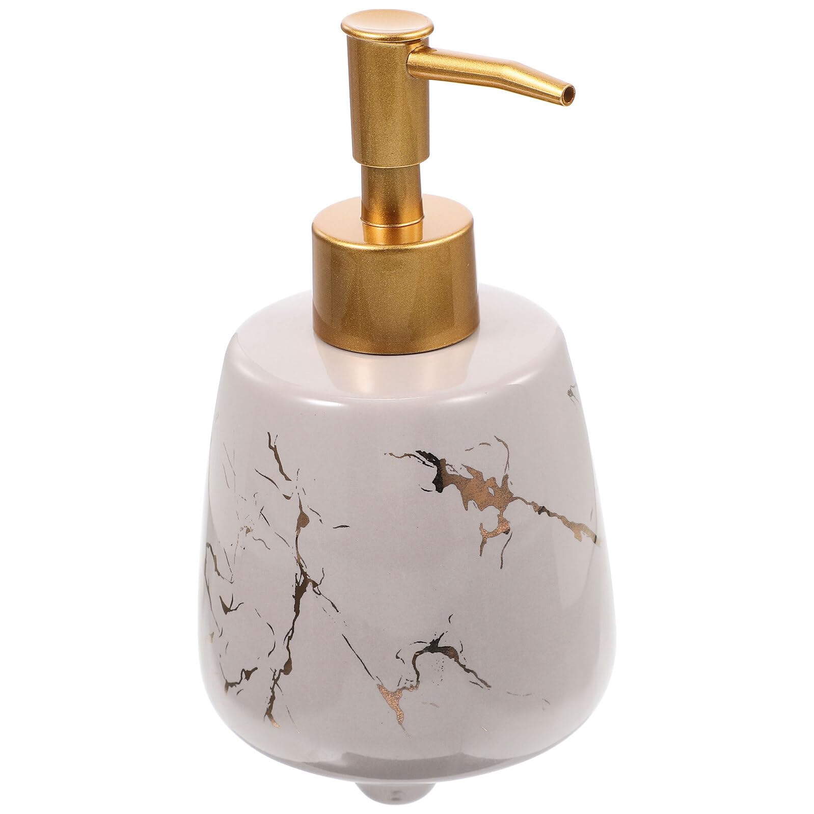 Dispenser di Sapone in Ceramica Ricaricabile Pompa a Pressione Bottiglia per Lozione da Bagno e Cucina Design Grigio Marmo Resistente alla Rottura per Uso Domestico e Regali