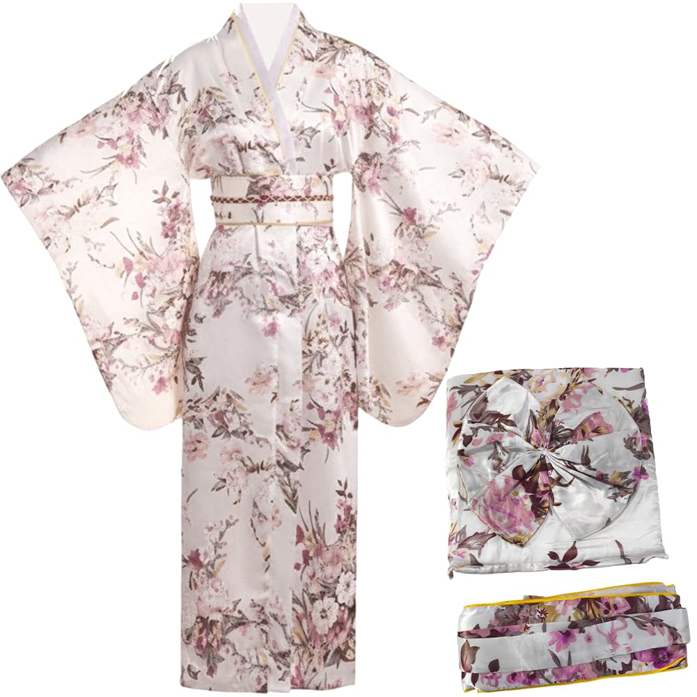 Peignoir long en satin floral pour des matinées cocooning douces