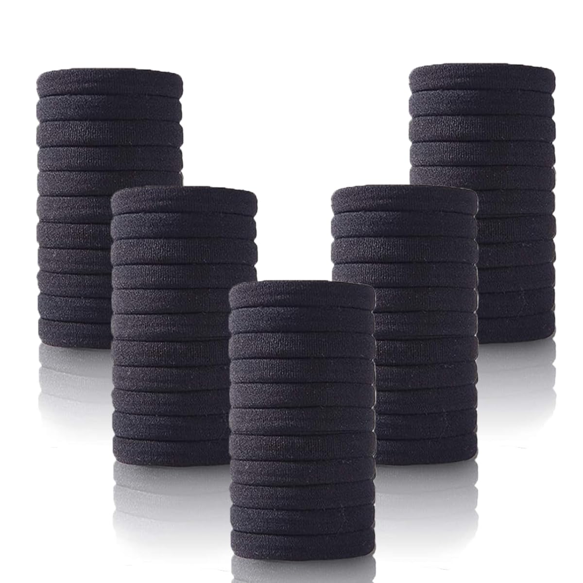Vrose Flosi Cotton Hair Ties For Women Girls Men Kids Toddler Seamless Hair Ties For Thick & Curly Hair - Black Rubber Bands For Hair No Damage Ponytail Holder