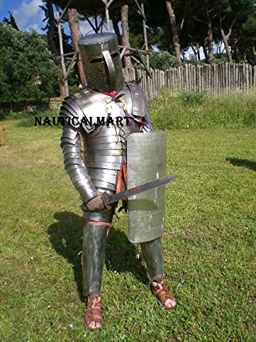 NauticalMart Medieval Wearable Lorica Armor Suit with Crusader Helmet