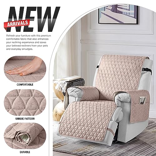 Image of TAOCOCO 100% Waterproof Recliner Chair Covers, Non Slip Recliner Covers that Stay in Place, One-Piece Washable Reclining Chair Cover with Elastic Straps, Peach, Fits 28 inch Seat Width