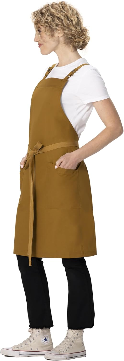 Chef Works Unisex Lockharte Bib Canvas Apron, Mustard/Mustard Straps, One Size