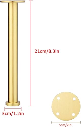 Miniatura 10 de Patas cilíndricas ajustables de latón cepillado macizo, patas de sofá de metal, mesita de nochemueble de televisiónmueble de bañopatas de mesa
