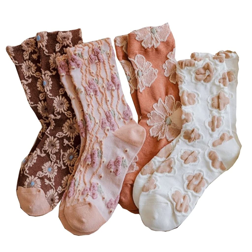 5 Pares de Calcetines de algodón con Estampado Bonito for Mujer, Calcetines de Invierno for Mujer, Calcetines Largos Holgados, Calcetines Suaves Kawaii