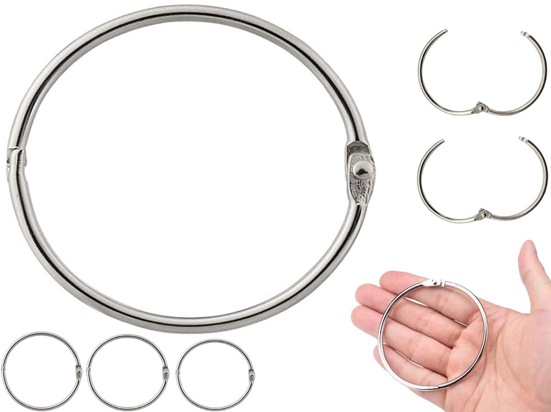 ROKEL Loose Leaf Binder Rings – (Pack of 15) 80mm Large Metal Book Rings, Hinged Keyrings for Index Cards, Flash Cards, Books, Office, School & Home Curtain Rings (15, 80mm)