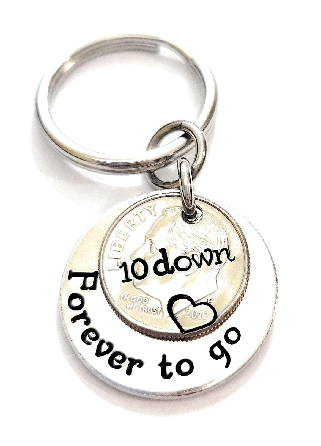 10th Aluminum Anniversary with a 2012 Dime Gift for Him or Her 10 Down and Forever To Go