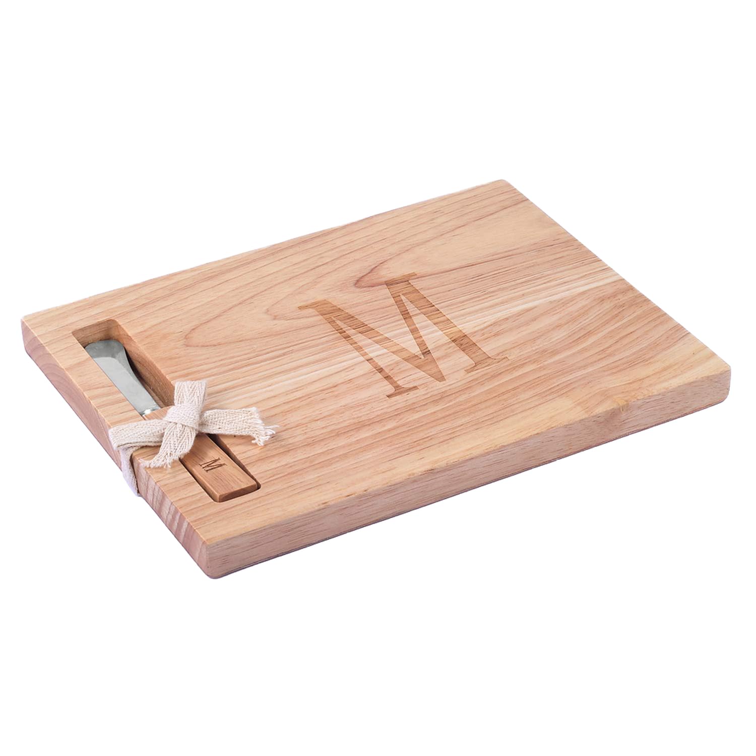 Miicol Wood Charcuterie Board, Monogram Cheese Board 10 Inch with Spreader